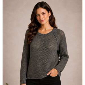 MARGARET O'LEARY women’s 100% linen Sz small Wrap Back Pullover in Graphite EUC